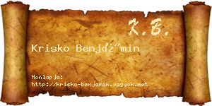 Krisko Benjámin névjegykártya